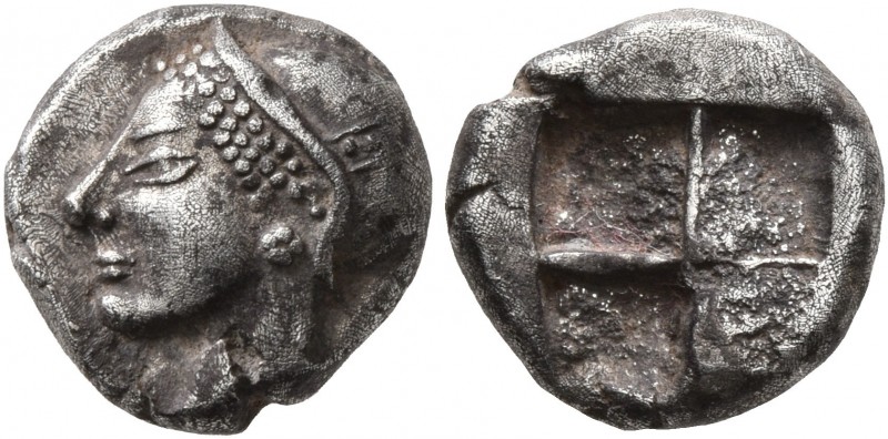 IONIA. Phokaia. Circa 521-478 BC. Diobol (Silver, 10 mm, 1.33 g). Head of a nymp...