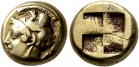 IONIA. Phokaia. Circa 478-387 BC. Hekte (Electrum, 10 mm, 2.47 g). Head of Athena to left; below, small seal to right. Rev. Quadripartite incuse squar...