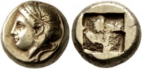 IONIA. Phokaia. Circa 478-387 BC. Hekte (Electrum, 10 mm, 2.55 g). Head of a female to left; below, seal to left. Rev. Quadripartite incuse square. Bo...