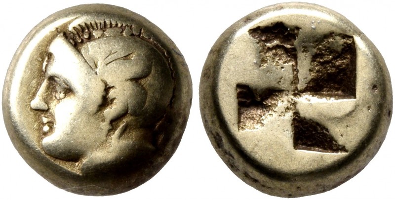 IONIA. Phokaia. Circa 478-387 BC. Hekte (Electrum, 9 mm, 2.55 g). Head of Athena...