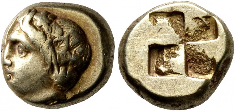 IONIA. Phokaia. Circa 387-326 BC. Hekte (Electrum, 10 mm, 2.55 g). Head of young...