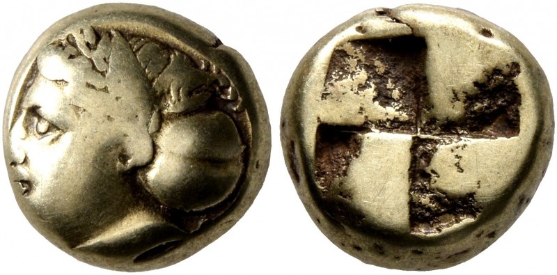 IONIA. Phokaia. Circa 387-326 BC. Hekte (Electrum, 9 mm, 2.51 g). Laureate femal...