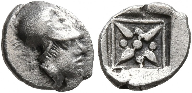 IONIA. Uncertain. 5th century BC. Hemiobol (Silver, 8 mm, 0.36 g). Head of Athen...