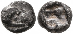 KINGS OF LYDIA. Kroisos, circa 560-546 BC. 1/12 Stater (Silver, 7 mm, 0.73 g), Sardes. Confronted foreparts of a lion and a bull. Rev. Rough incuse sq...
