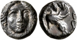CARIA. Kaunos. Circa 390-370 BC. AE (Bronze, 9 mm, 0.86 g, 1 h). Head of Apollo facing slightly to right. Rev. [&#66236;] - Γ Sphinx seated left. Konu...