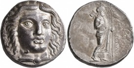 SATRAPS OF CARIA. Maussolos, circa 377/6-353/2 BC. Tetradrachm (Silver, 23 mm, 15.13 g, 1 h), Halikarnassos. Laureate head of Apollo facing slightly t...