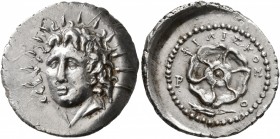 ISLANDS OFF CARIA, Rhodos. Rhodes. Circa 88/42 BC-AD 14. Drachm (Silver, 22 mm, 4.12 g), Philiskos, magistrate. Radiate head of Helios facing three-qu...