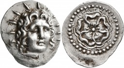 ISLANDS OFF CARIA, Rhodos. Rhodes. Circa 88/42 BC-AD 14. Drachm (Silver, 22 mm, 4.11 g), Kritokles, magistrate. Radiate head of Helios facing three-qu...