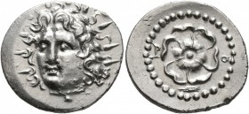 ISLANDS OFF CARIA, Rhodos. Rhodes. Circa 88/42 BC-AD 14. Drachm (Silver, 21 mm, 4.46 g). Radiate head of Helios facing three-quarters to left. Rev. P ...