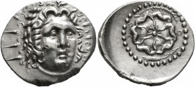 ISLANDS OFF CARIA, Rhodos. Rhodes. Circa 88/42 BC-AD 14. Drachm (Silver, 21 mm, 4.14 g). Radiate head of Helios facing slightly to right. Rev. P - O R...