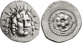 ISLANDS OFF CARIA, Rhodos. Rhodes. Circa 88/42 BC-AD 14. Drachm (Silver, 20 mm, 4.14 g). Radiate head of Helios facing slightly to right. Rev. P - O R...