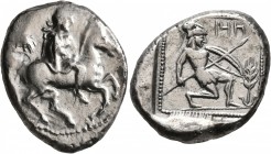 CILICIA. Tarsos. Circa 410-385 BC. Stater (Silver, 24 mm, 10.28 g, 5 h). Persian satrap on horseback to right, wearing kyrbasia. Rev. &#67669;&#67667;...