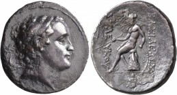 SELEUKID KINGS OF SYRIA. Seleukos IV Philopator, 187-175 BC. Tetradrachm (Silver, 28 mm, 16.08 g, 12 h), Antiochia on the Orontes. Diademed head of Se...
