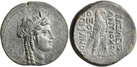 SELEUKID KINGS OF SYRIA. Antiochos IV Epiphanes, 175-164 BC. AE (Bronze, 27 mm, 15.17 g, 1 h), 'Egyptianizing' series, Antiochia on the Orontes, circa...