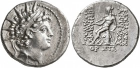 SELEUKID KINGS OF SYRIA. Antiochos VI Dionysos, 144-142 BC. Drachm (Silver, 18 mm, 4.08 g, 12 h), Antiochia on the Orontes, SE 170 = 143/2 BC. Radiate...