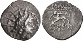 SELEUKID KINGS OF SYRIA. Antiochos VI Dionysos, 144-142 BC. Hemidrachm (Silver, 15 mm, 1.80 g, 1 h), Antiochia on the Orontes. Radiate and diademed he...