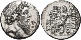 SELEUKID KINGS OF SYRIA. Demetrios II Nikator, second reign, 129-126/5 BC. Tetradrachm (Subaeratus, 27 mm, 16.12 g, 12 h), a contemporary imitation fr...
