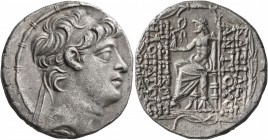 SELEUKID KINGS OF SYRIA. Antiochos X Eusebes Philopator, circa 95-92 BC. Tetradrachm (Silver, 27 mm, 15.65 g, 12 h), Antiochia on the Orontes, 94. Dia...