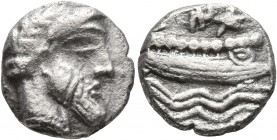 PHOENICIA. Arados. Circa 380-351/0 BC. 1/3 Stater (Silver, 14 mm, 2.62 g, 3 h). Laureate head of Ba’al-Arwad to right. Rev. &#67648;&#67660; ('am' in ...