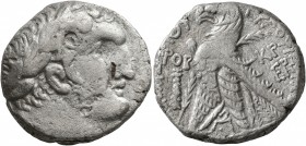 PHOENICIA. Tyre. 126/5 BC-AD 65/6. Shekel (Silver, 24 mm, 12.92 g, 2 h), CY 172 = 46/7 AD. Laureate head of Melkart to right, lion skin tied around ne...