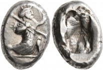 PERSIA, Achaemenid Empire. Time of Darios I to Xerxes II, circa 485-420 BC. Siglos (Silver, 18 mm, 5.62 g), Sardes or subsidiary mint. Persian king or...