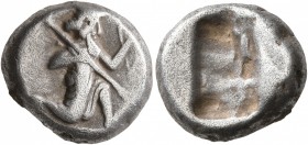 PERSIA, Achaemenid Empire. Time of Darios I to Xerxes II, circa 485-420 BC. Siglos (Silver, 15 mm, 5.32 g), Sardes or subsidiary mint. Persian king or...