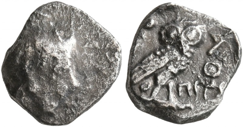 SAMARIA. Circa 375-333 BC. Obol (Silver, 9 mm, 0.69 g, 10 h). Head of Athena to ...