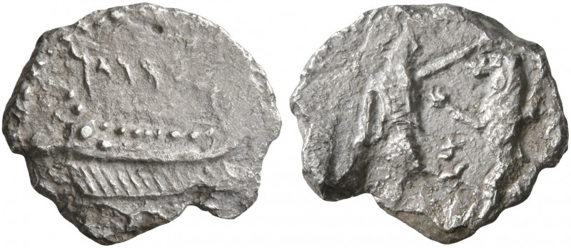 SAMARIA. Circa 375-333 BC. Obol (Silver, 11 mm, 0.45 g, 12 h). Galley to left; a...