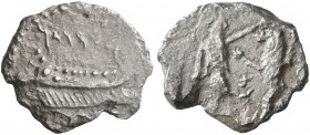 SAMARIA. Circa 375-333 BC. Obol (Silver, 11 mm, 0.45 g, 12 h). Galley to left; above, &#67668;&#67660;&#67651;&#67657;&#67661; ('šmryn' in Aramaic). R...