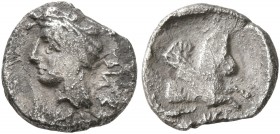 SAMARIA. Circa 375-333 BC. Obol (Silver, 10 mm, 0.63 g, 6 h), Pharnabazos, satrap. ΦAPNBAΖC Head of Pharnabazos to left, wearing satrapal headdress. R...