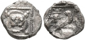 SAMARIA. 'Middle Levantine' Series. Circa 375-333 BC. Obol (Silver, 9 mm, 0.61 g, 2 h). Forepart of a lion facing within dotted square. Rev. Sphinx se...