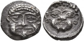 SAMARIA. Circa 375-333 BC. Obol (Silver, 9 mm, 0.65 g, 9 h). Facing gorgoneion with protruding tongue. Rev. Facing gorgoneion with protruding tongue w...