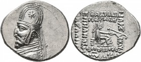 KINGS OF PARTHIA. Mithradates II, 121-91 BC. Drachm (Silver, 21 mm, 4.00 g, 12 h), Ekbatana, circa 119-109. Diademed and draped bust of Mithradates II...