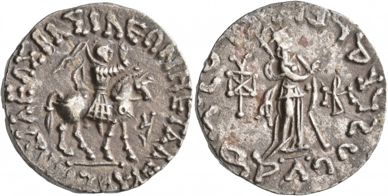 INDO-SKYTHIANS. Azes, circa 58-12 BC. Tetradrachm (Silver, 24 mm, 9.65 g, 6 h). ...