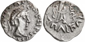 INDO-SKYTHIANS, Northern Satraps. Bhadrayasha, late 1st century BC-early 1st century AD. Drachm (Silver, 15 mm, 2.26 g, 1 h). [BAΣIΛE]ΩΣ ΣΩTHPOΣ / [ZΩ...