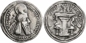 SASANIAN KINGS. Ardashir I, 223/4-240. Drachm (Silver, 26 mm, 3.68 g, 3 h), Mint B (Hamadan), circa 233/4-238/9. MZDYSN BGY 'RTHŠTR MRKAN MRKA 'YR'N M...