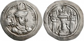 SASANIAN KINGS. Shahpur III, 383-388. Drachm (Silver, 25 mm, 4.07 g, 4 h), ART (Ardashir-Khwarrah). MZDYSN BGY ŠHPWHLY MLKAn MLKA ('Worshipper of Lord...