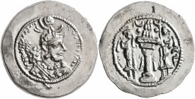 SASANIAN KINGS. Yazdgard I, 399-420. Drachm (Silver, 29 mm, 4.14 g, 3 h), WH (Weh-Andiyok-Shapur). MZDYSN BGY L'MŠTLY YZDKLTY MLKAn MLKA ('Worshipper ...