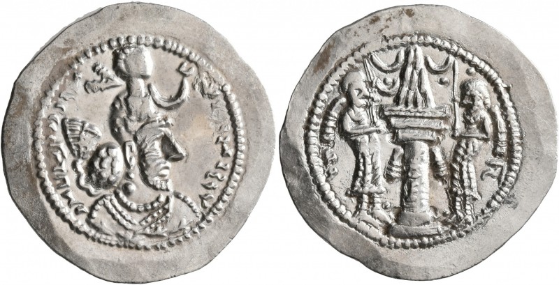 SASANIAN KINGS. Yazdgard I, 399-420. Drachm (Silver, 28 mm, 4.18 g, 4 h), LD (Ra...
