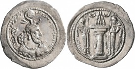 SASANIAN KINGS. Yazdgard I, 399-420. Drachm (Silver, 28 mm, 4.35 g, 3 h), uncertain mint (western group). MZDYSN BGY L'MŠTLY YZDKLTY MLKAn MLKA ('Wors...