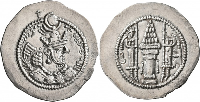 SASANIAN KINGS. Yazdgard II, 438-457. Drachm (Silver, 30 mm, 4.00 g, 4 h), AY (E...