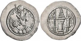 SASANIAN KINGS. Yazdgard II, 438-457. Drachm (Silver, 30 mm, 4.00 g, 4 h), AY (Eran-Khwarrah-Shapur). MZDYSN BGY KDY YZDKLTY ('Worshipper of Lord Mazd...