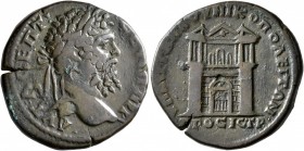 MOESIA INFERIOR. Istrus. Septimius Severus, 193-211. Tetrassarion (Bronze, 27 mm, 12.18 g, 7 h), Aurelius Gallus, magistrate, 209-214. AYT Λ CЄΠT CЄYH...