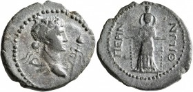THRACE. Perinthus. Pseudo-autonomous issue. AE (Bronze, 25 mm, 7.18 g, 1 h), time of Claudius or Nero, 41-68. Draped bust of Dionysos to right, wearin...