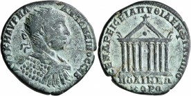 THRACE. Philippopolis. Elagabalus, 218-222. Hexassarion (Bronze, 34 mm, 22.64 g, 1 h), 219. ΑΥΤ Κ Μ ΑΥΡΗΛ ΑΝΤΩΝΕΙΝΟC CΕΒ Radiate and cuirassed bust of...