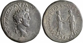 PONTUS. Amasia. Marcus Aurelius, 161-180. Hexassarion (Bronze, 37 mm, 26.38 g, 7 h), CY 164 = 161/2. AYT•KAIC•M•AYP•ANTΩNINΩ•CЄB Bare-headed, draped a...