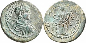 PONTUS. Amasia. Caracalla, 198-217. Tetrassarion (Bronze, 30 mm, 17.11 g, 7 h), CY 208 = 206/7. AY•K•M•AYP•[ANTΩNINOC] Laureate, draped and cuirassed ...