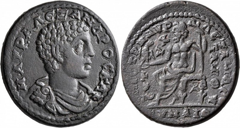 AEOLIS. Cyme. Severus Alexander, as Caesar, 222. Hexassarion (Bronze, 34 mm, 25....