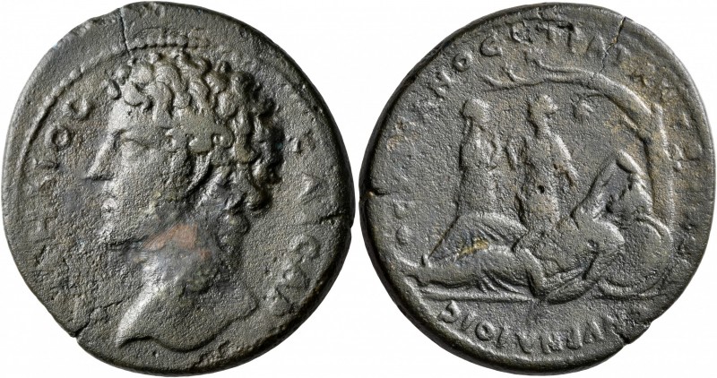 IONIA. Smyrna. Marcus Aurelius, as Caesar, 139-161. Hexassarion (Bronze, 35 mm, ...