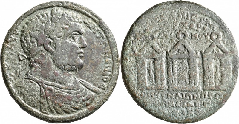IONIA. Smyrna. Caracalla, 198-217. Medallion (Bronze, 46 mm, 45.46 g, 7 h), Aur....